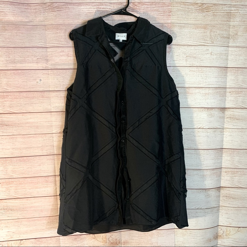 Milly Black Sleeveless Button Front Dress Size 10